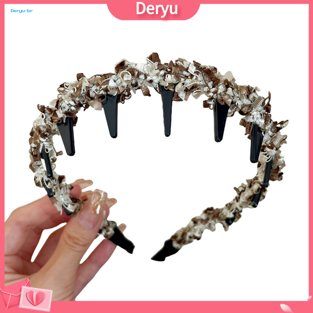 Pressure-distributing Headband Comfortable Wavy Tweed for Women – Non-slip Braided Hair Hoop with Toothed Design Volum