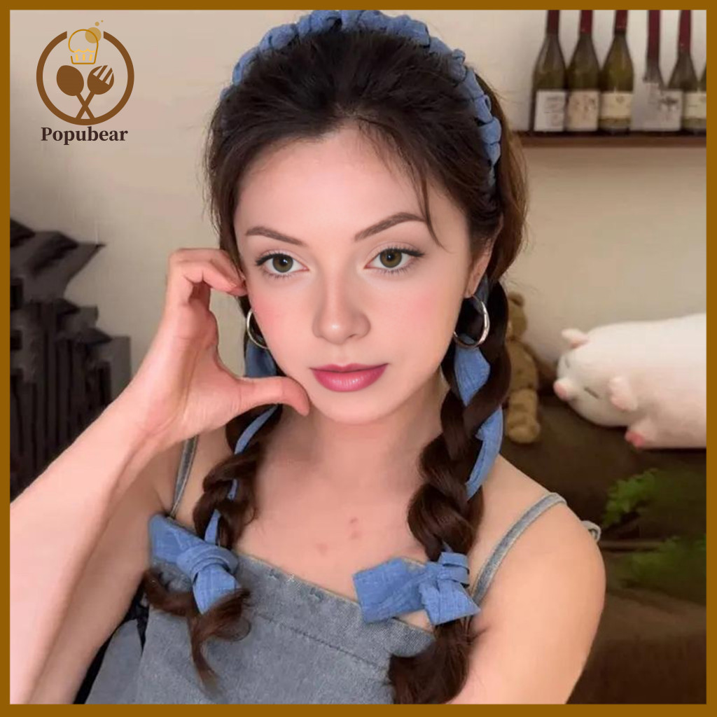 Toothed Headband Anti Slip Hair Hoop Denim Bow for Women Anti-slip Tooth Comb Design Broken Fixer Accessory Stylish and