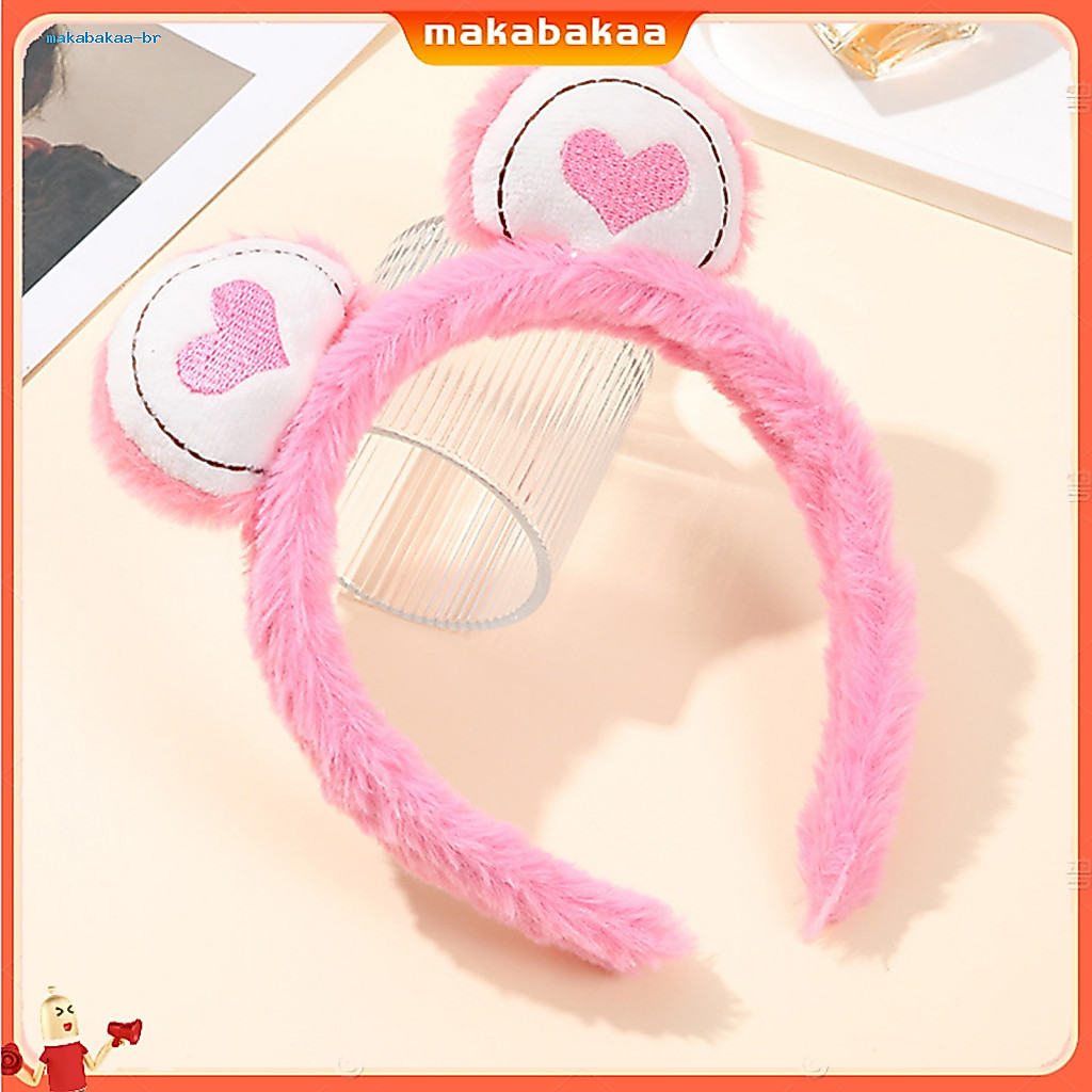 Fluffy Plush Anti-slip Hair Hoop with Bear Ears – Soft Elastic Toothed Headband for Face Washing Makeup and Styling Cu