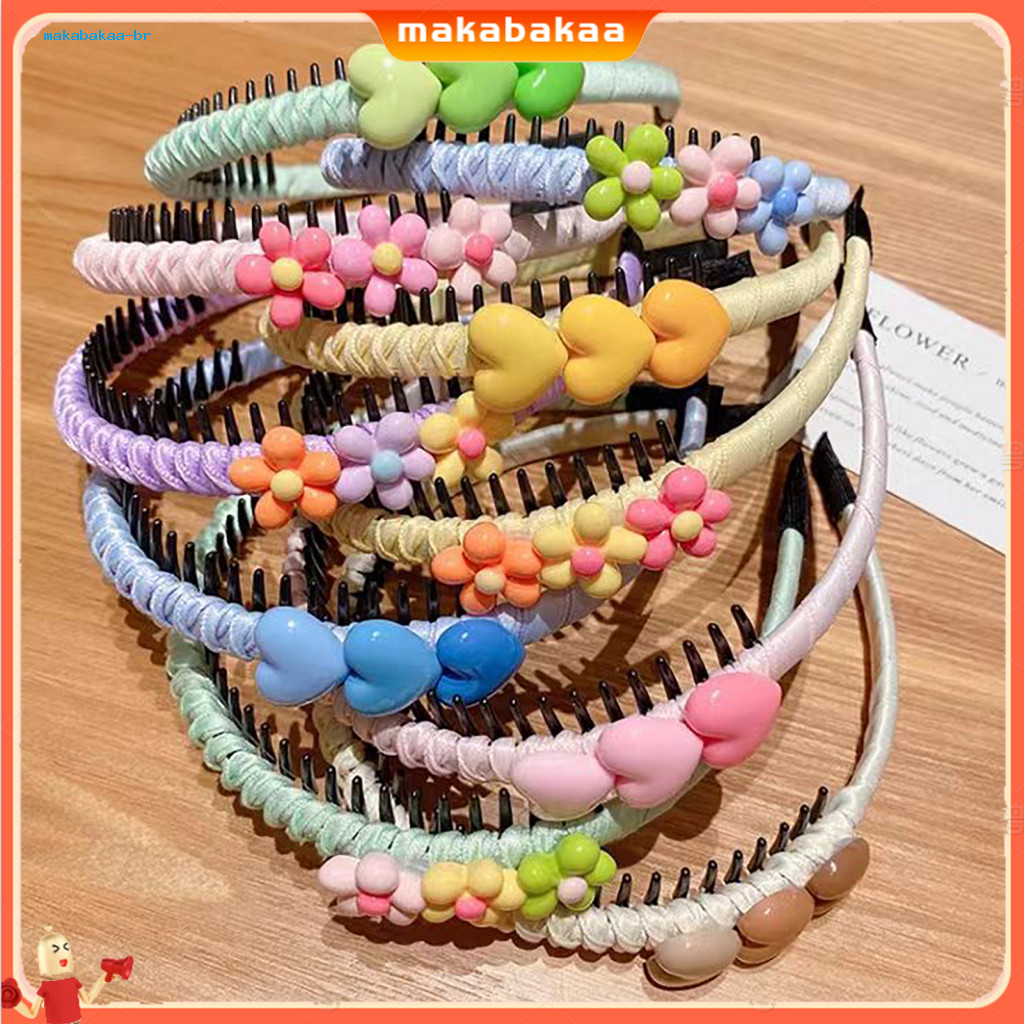 Baby Headband for Toddlers Soft Anti-slip Hair Hoop with 3d Heart Flower Decoration Comfortable Toothed Comb Design Cute