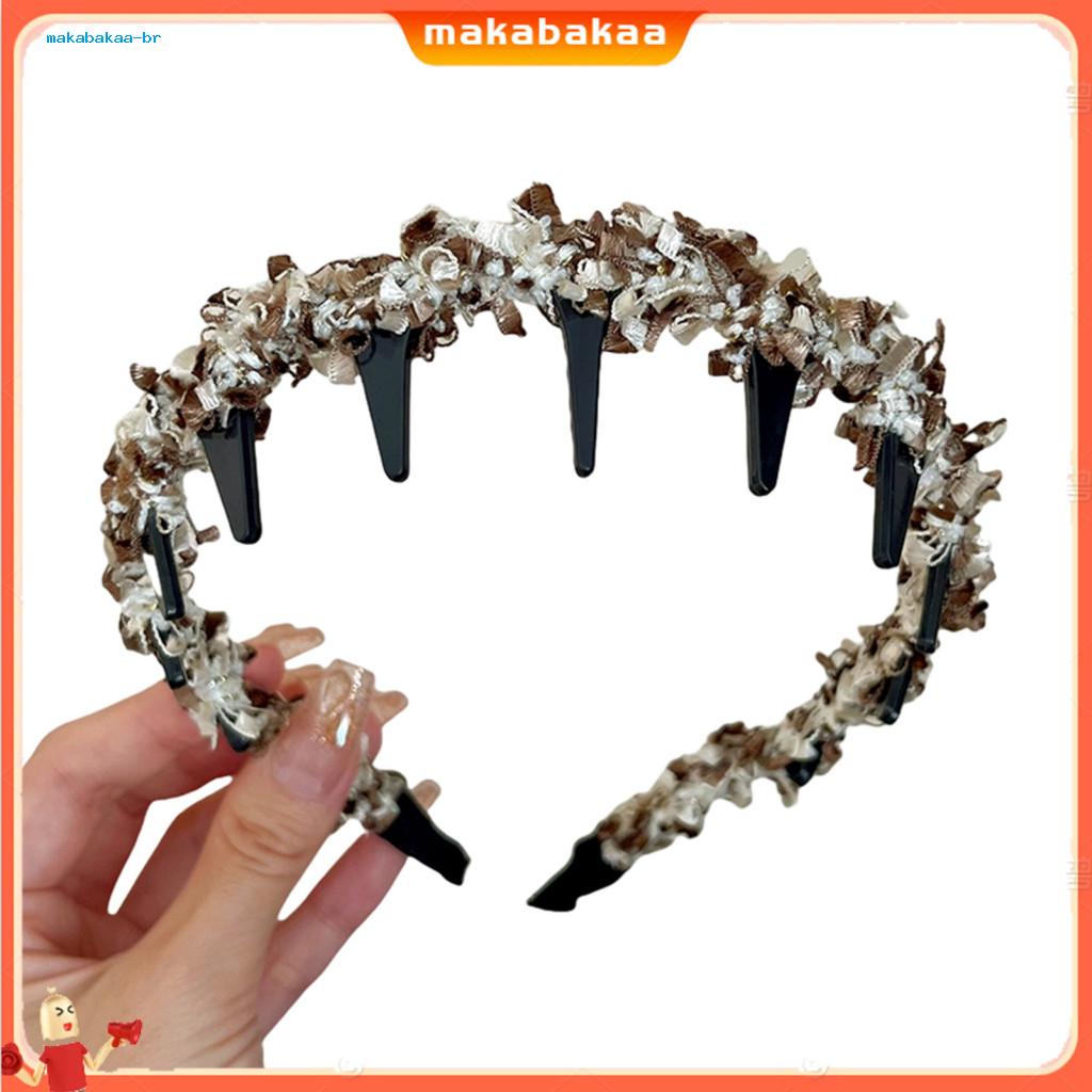 Wavy Tweed Headband for Women – Non-slip Braided Hair Hoop with Toothed Design Volume-boosting Stylish Accessory for E