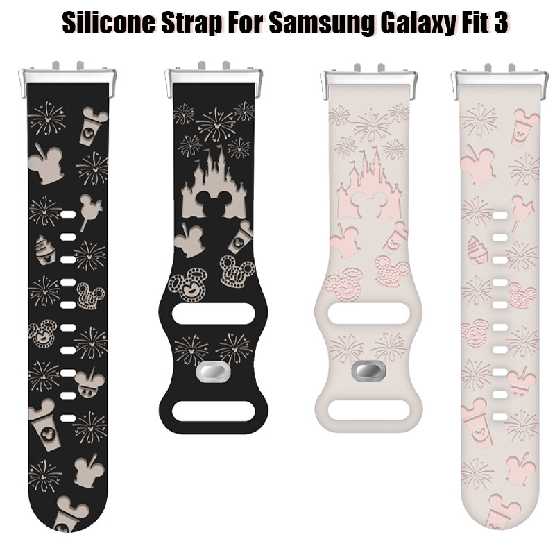 Castelo Floral Gravado Banda Para Samsung Galaxy Fit 3 Pulseira De Silicone Esporte Fit3 Acessórios