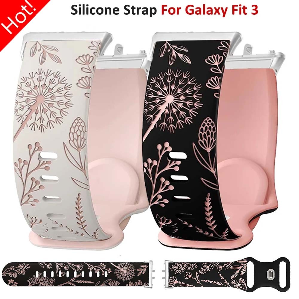 Imprime O Design Pulseira Para Samsung Galaxy Fit 3 De Relógio Silicone Gravura Fit3 Floral Belt