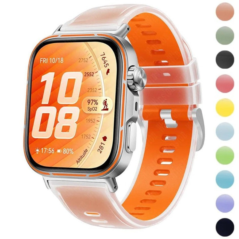 Pulseira De Silicone De Tom Duplo Colorido Gelatinoso Para Huawei Fit 5 5Pro 4 4Pro Fit3