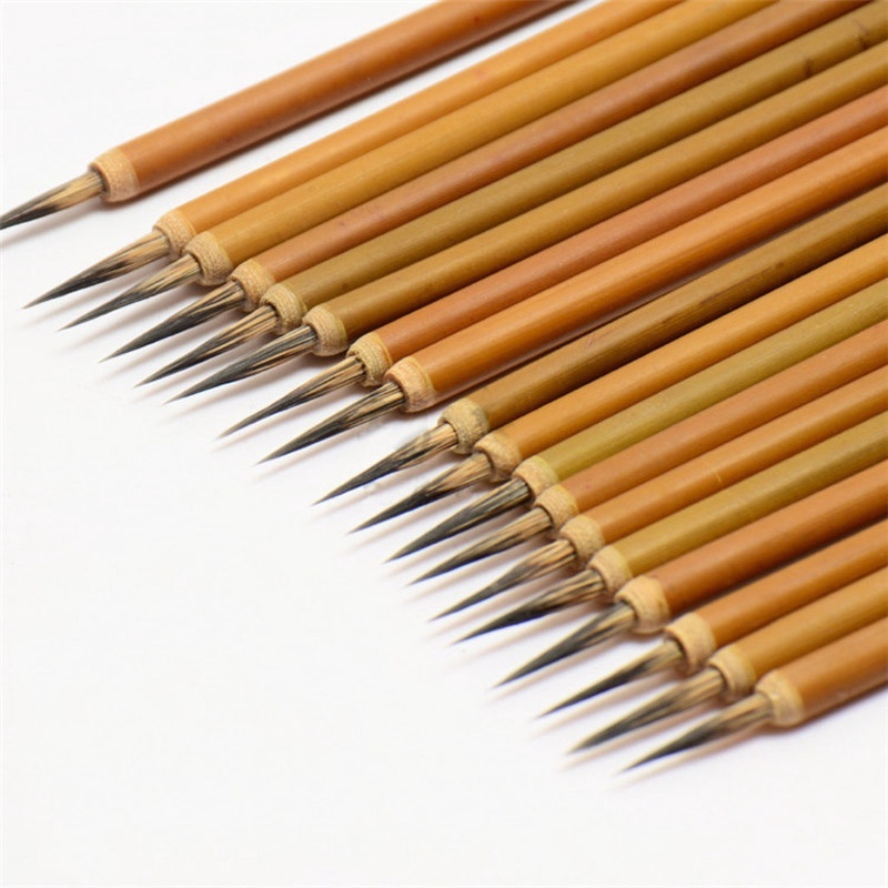 3 Pçs/set Linha De Gancho Marrom Pincel De Pintura Fina Caneta De Caligrafia Chinesa Doninha HairPaint Arte Estacionária