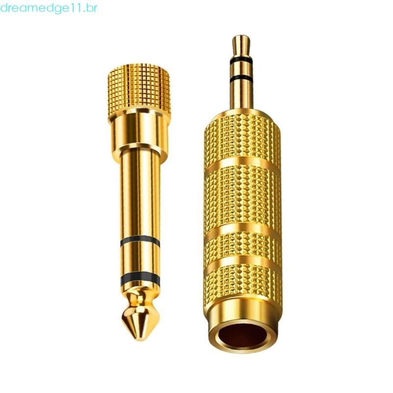 2x Adaptador P2 6.5mm Fêmea para 3.5mm Macho | Áudio Estéreo | Conectores Banhados a Ouro | Som de Alta Qualidade