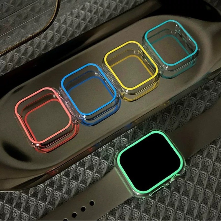 Capa De Relógio Noctilucente Para Apple Watch 45mm 41mm 38mm 42mm 46mm 40mm 44mm Hard PC Bumper Protetora Moldura iWatch