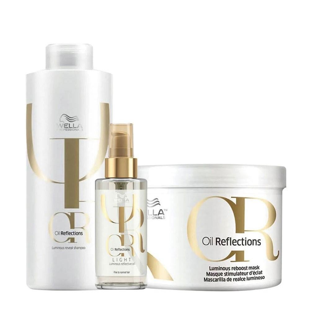 Wella Professionals Oil Reflections - Shampoo 1L + Máscara 500ml + Óleo Light 100ml