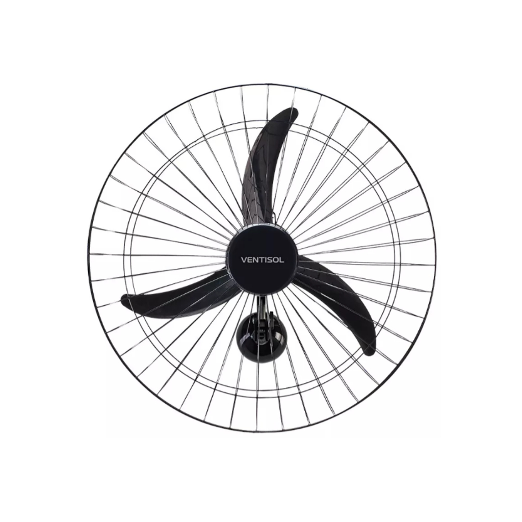 Ventilador de Parede 60CM Preto Grade De Aço 3 Pás 127v 130w ou 220v 147w - Ventisol