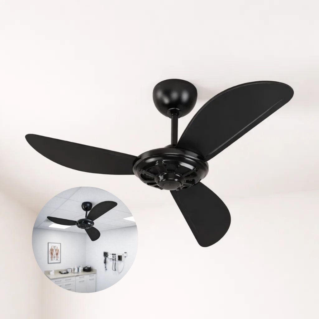 Ventilador de Teto Branco ou Preto 127V 3 Pás 130W Econômico 3 Velocidades