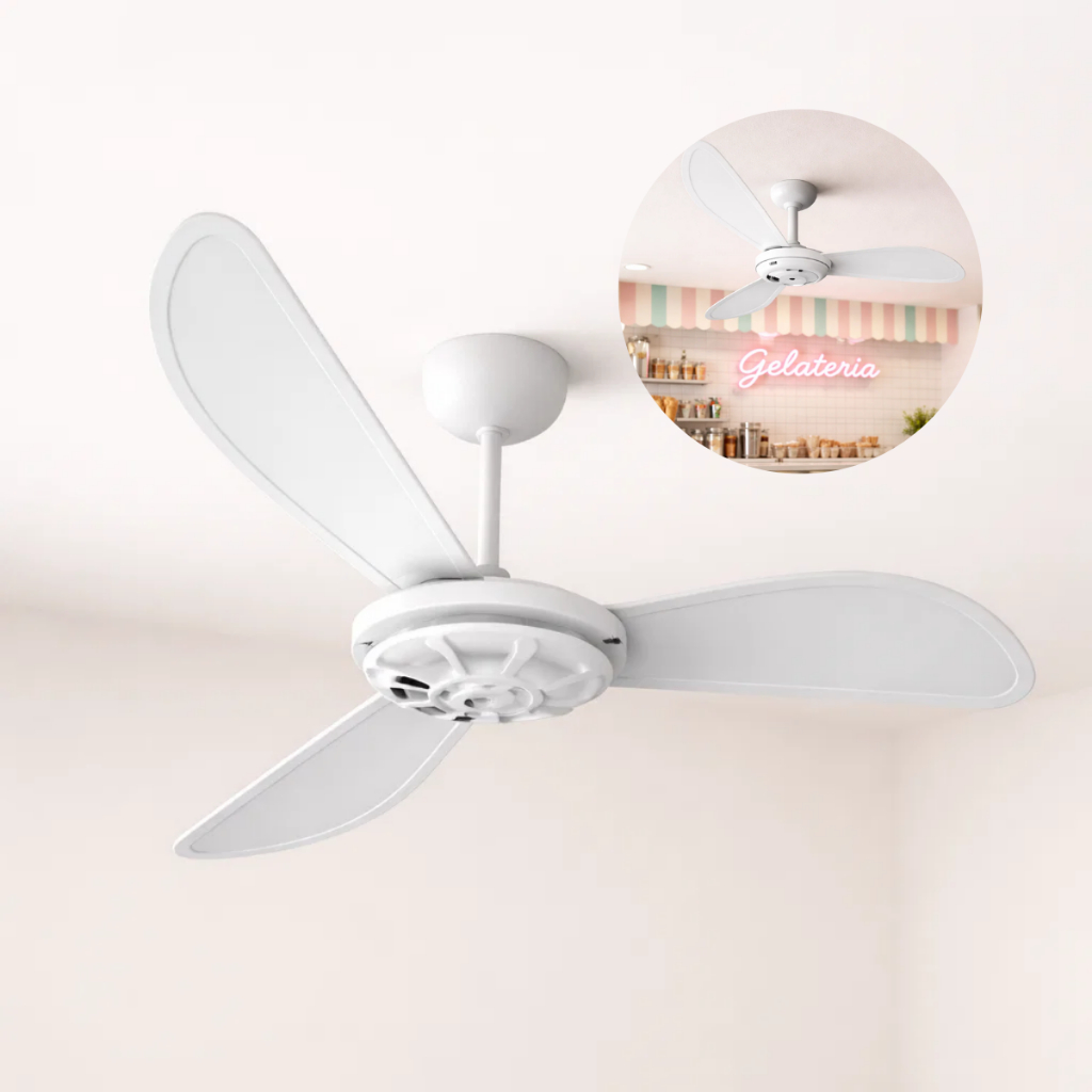Ventilador de Teto Branco ou Preto 220V 3 Pás 130W Econômico 3 Velocidades