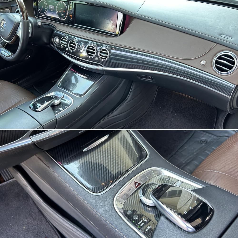 Para Mercedes Benz S Classe W222 2014-2020 Interior Painel De Controle Central Maçaneta Da Porta 5D Adesivos De Fibra Ca