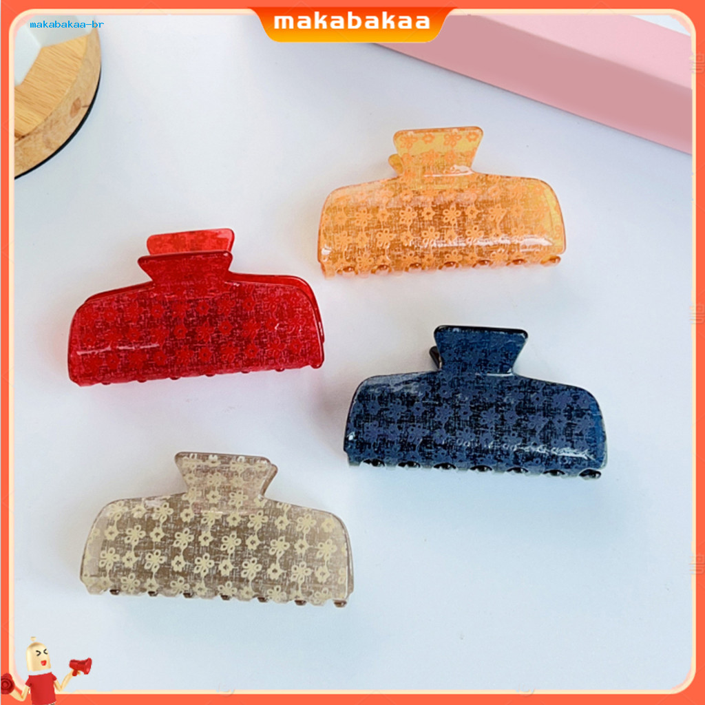 Floral Print Transparent Hair Claw Clip for Women – Stylish Shark Versatile Accessory for Long Short Use Hairpin for S