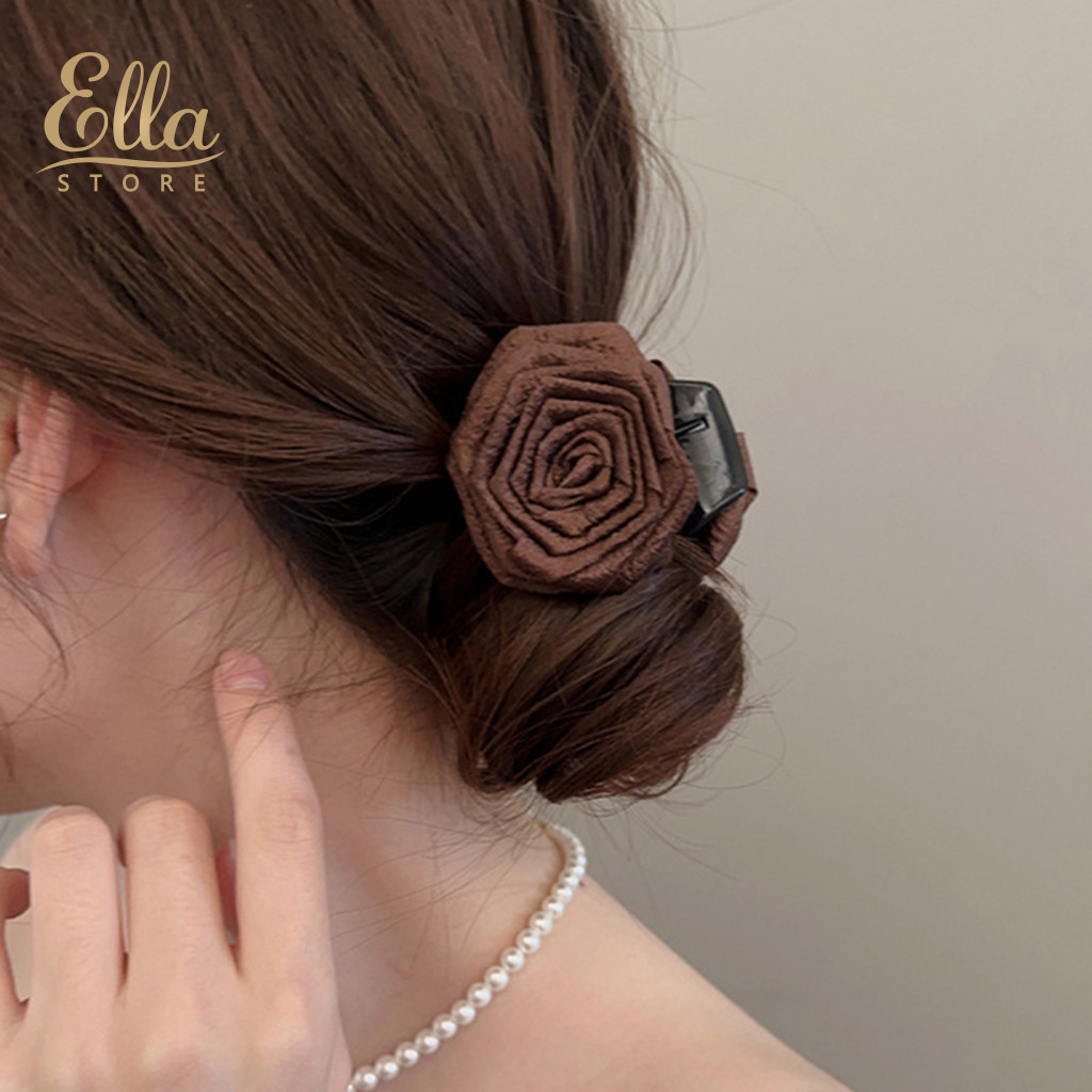 Autumn Winter Hairpin Dry Rose Hair Accessory Vintage with Imitation Pearls Half-tie Side-swept Claw Clip Elegant Floral