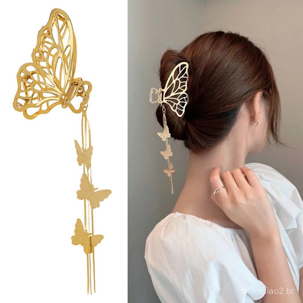 Butterfly Hair Claw Women Vintage Tassel Pendant Hair Clips Headband Hairpin Hair Crab Hair Accessories