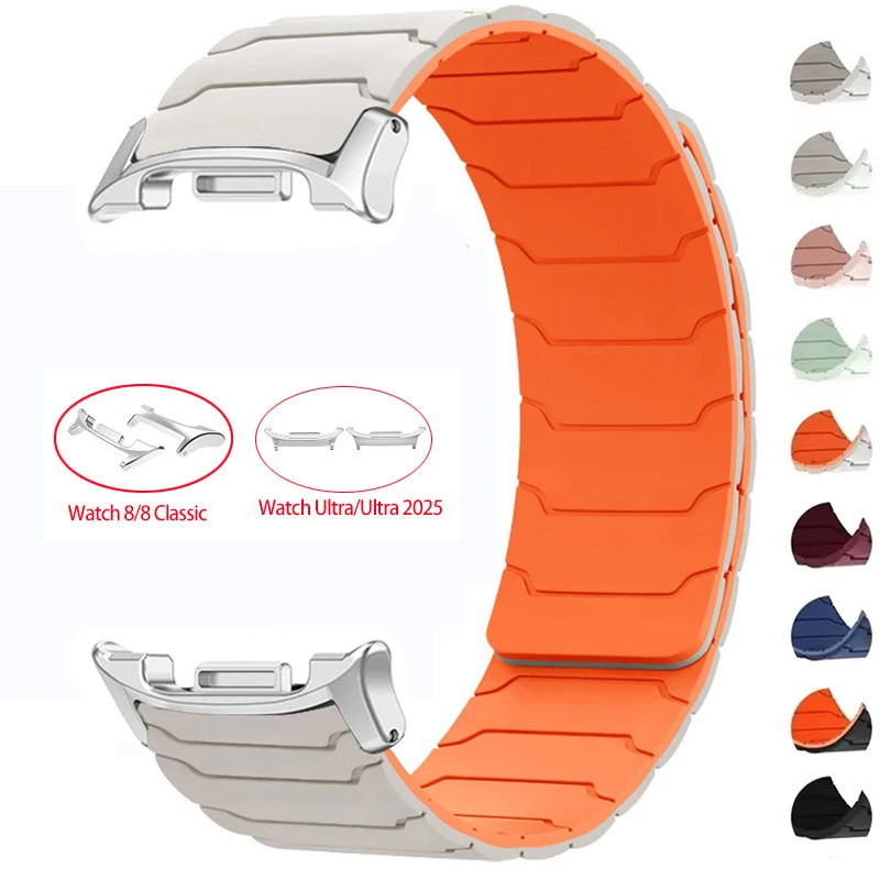 Pulseira De Silicone Magnética Para Samsung Galaxy Watch Ultra 2025 47mm 8 40mm 44mm/8Classic 46mm Esportiva