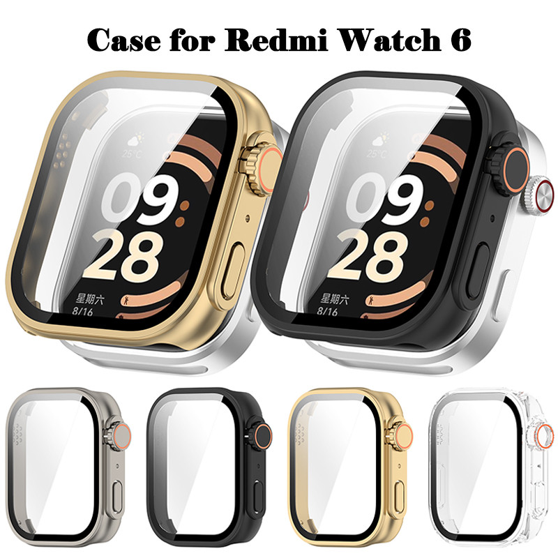Capa De PC De Vidro Temperado Com Filme Para Smartwatch Redmi Watch 6 Hard All-Around Shell Protetor De Tela Anti Gores