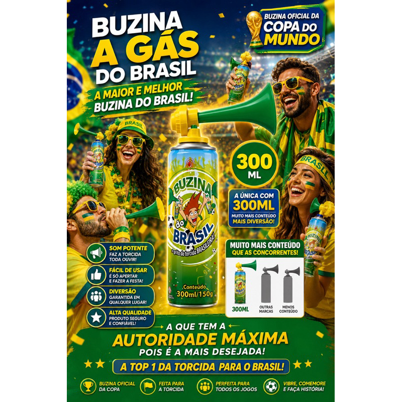 Kit com 24 Buzina do Brasil com 300 ML Copa do mundo festas e manifestações