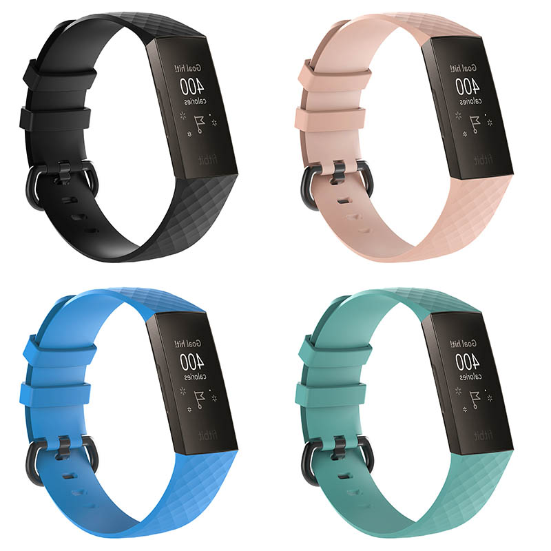 Smartwatch fitbit charge3 charge4 banda esporte respirável para fitbit charge 3 4 strap banda tpu macio pulseira de relógio inteligente pulseira padrão de diamante colorido