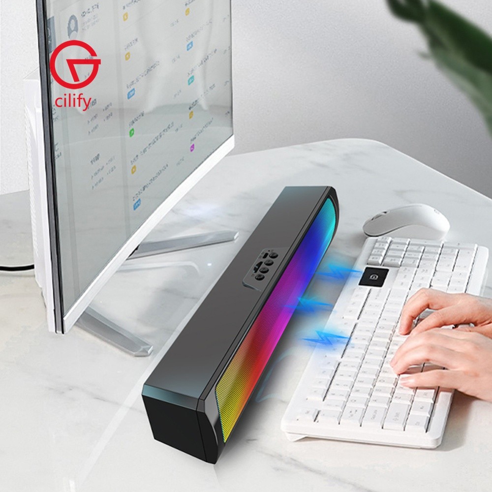 Barra De Som Para PC RGB , Compatível Com Bluetooth 5.0 Alto-Falante Subwoofer Estéreo Soundbar