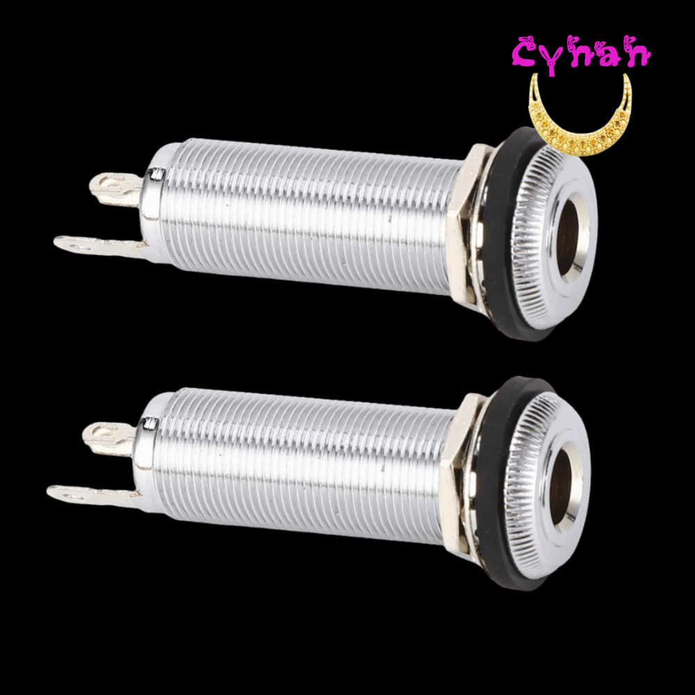 CYNAN 2 Pcs Guitar Bass Jack , Metal 6.35mm Socket , Prata Único Soquete Para Guitarra Elétrica