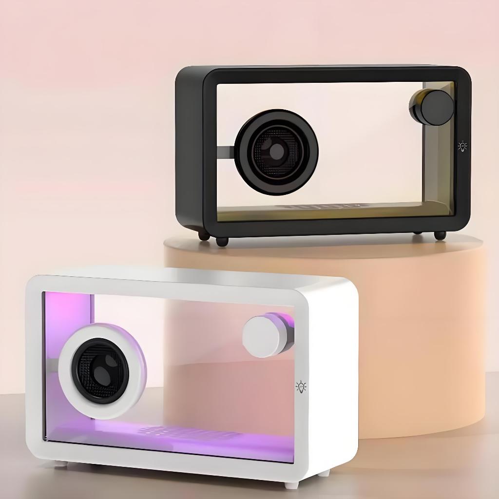 Caixa de Som Bluetooth Transparente - LED RGB Multicolor, Som Potente e Portátil-C1