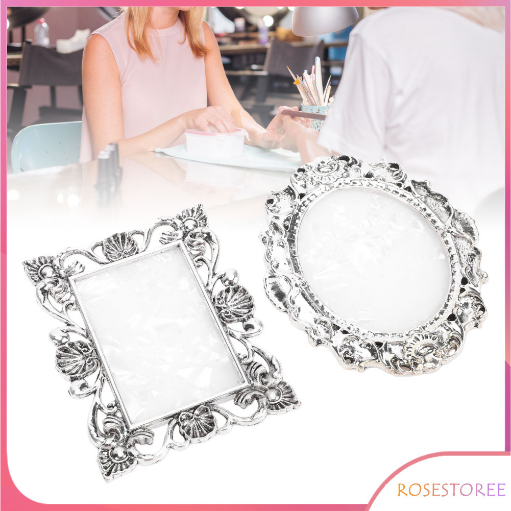 Rosestoree ZJchao Nail Art Palette Vintage Metal Rim Display Board Polonês Mixing e Hobbyists (Prata)