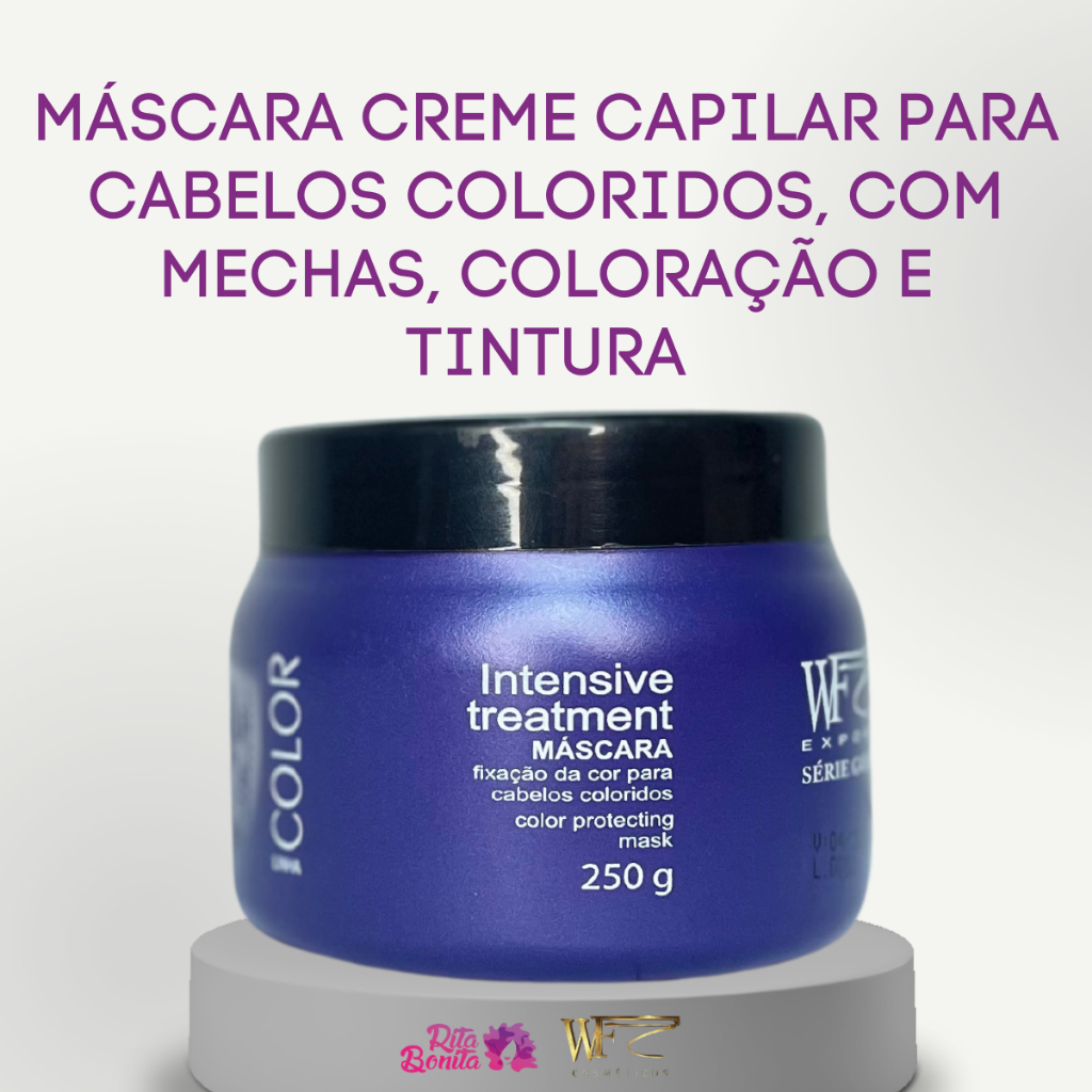 Máscara Creme para Cabelos Coloridos Menor Desbotamento Cor Prolongada Proteção da Cor WF COLOR 250g