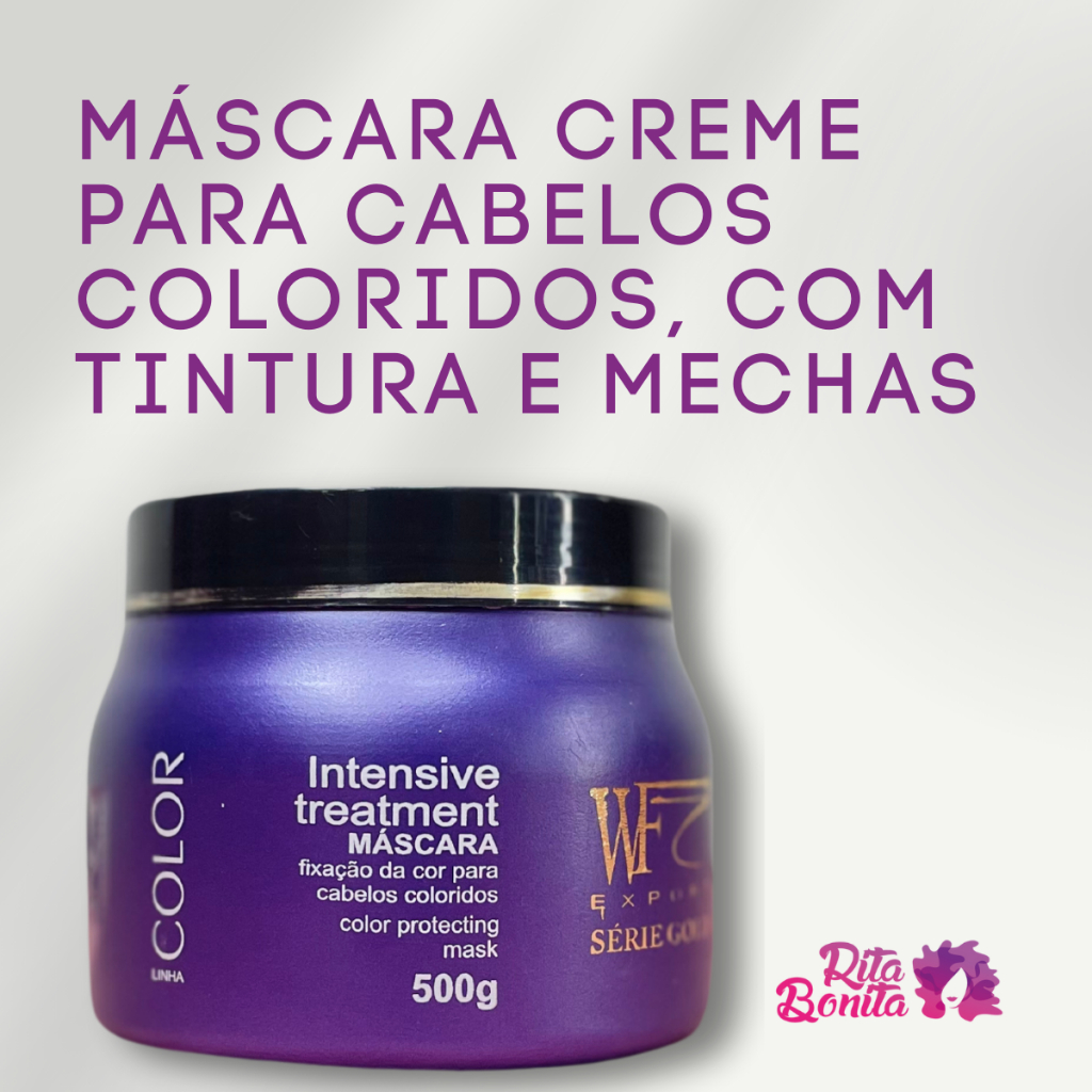 Máscara Creme para Cabelos Coloridos Menor Desbotamento Cor Prolongada Proteção da Cor WF COLOR 500g