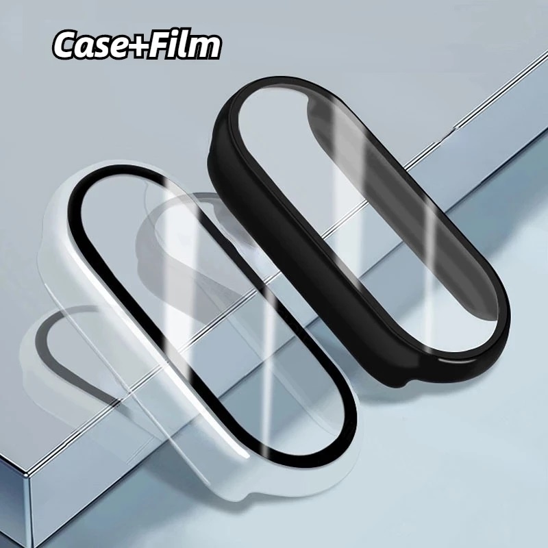 Para Xiaomi miband mi band 10 9 8 NFC Moda Duro PC Quadro Pára-Choques Capa Caso + HD Fino Protetor De Vidro Temperado