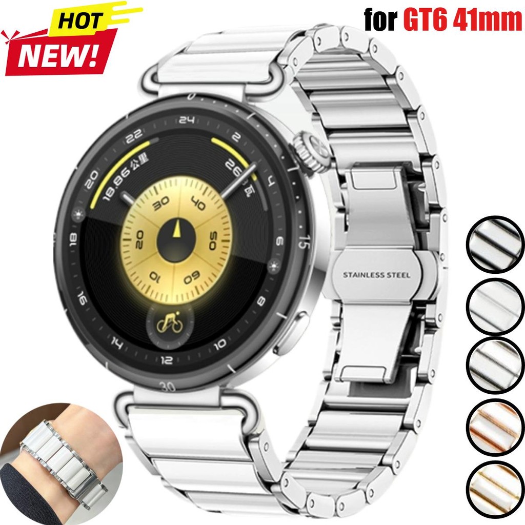 Pulseira De Cerâmica Luxuosa De 18mm Para Huawei GT6 41mm Relógio 5 42mm Com Fivela Borboleta Gt 5 Pro 42mm GT5 GT4 41mm