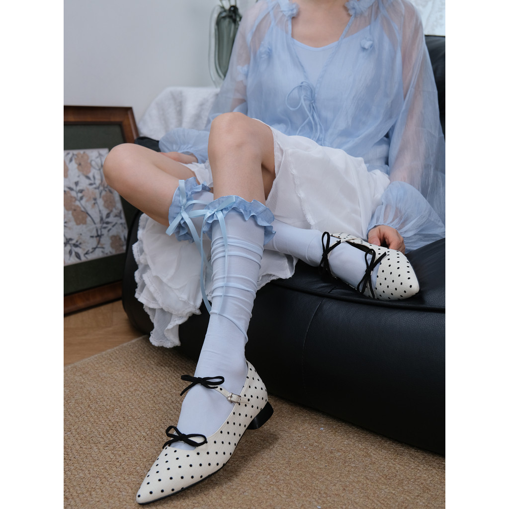 Pip pop Wear Clearance Sensação legal!Francês Retro azul Ballet arco Lolita primavera verão bezerro meias DF