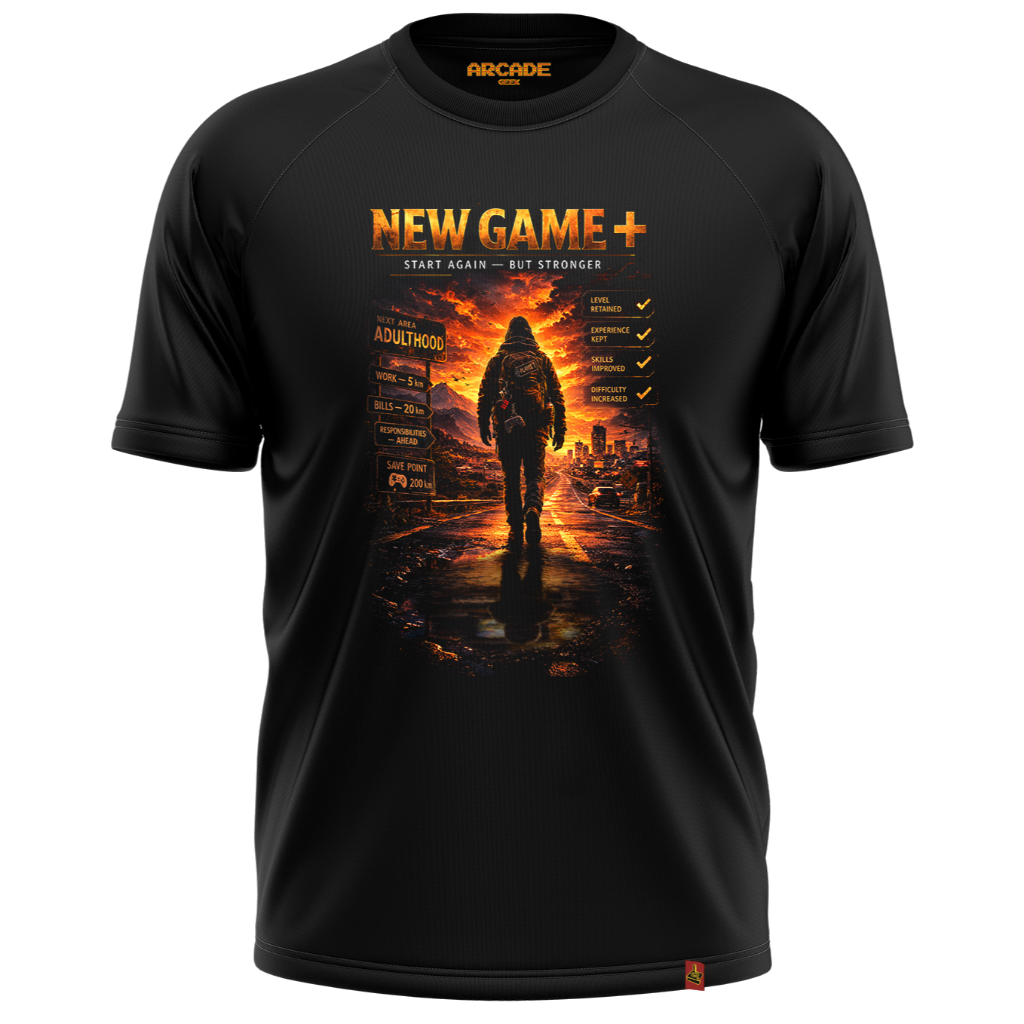 CAMISETA ARCADE GEEK NEW GAME PLUS RETRO OLD SCHOOL GAMER