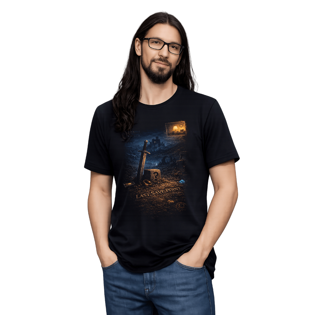 CAMISETA ARCADE GEEK GAMER LAST SAVE POINT RETRÔ REFERENCIA VIDEO GAME