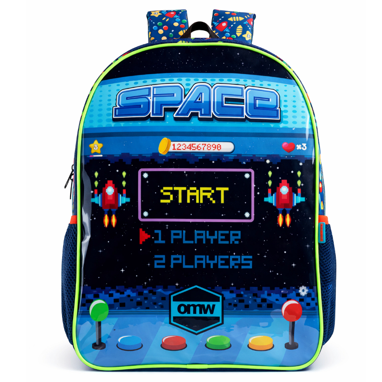 Mochila Escolar Infantil Space Arcade Games - Espaço Retro