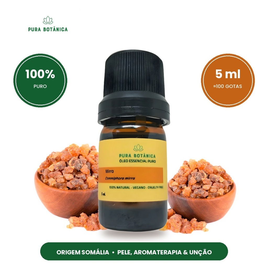 Óleo Essencial de Mirra 100% Puro 5ml Aroma Sagrado Bíblico para Unção Oração Pele Cicatrizes Aromaterapia Difusor
