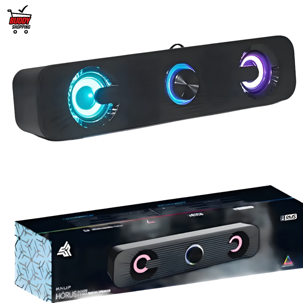 Caixa De Som Soundbar Gamer Para PC Knup RO829 6W RMS RGB USB P2