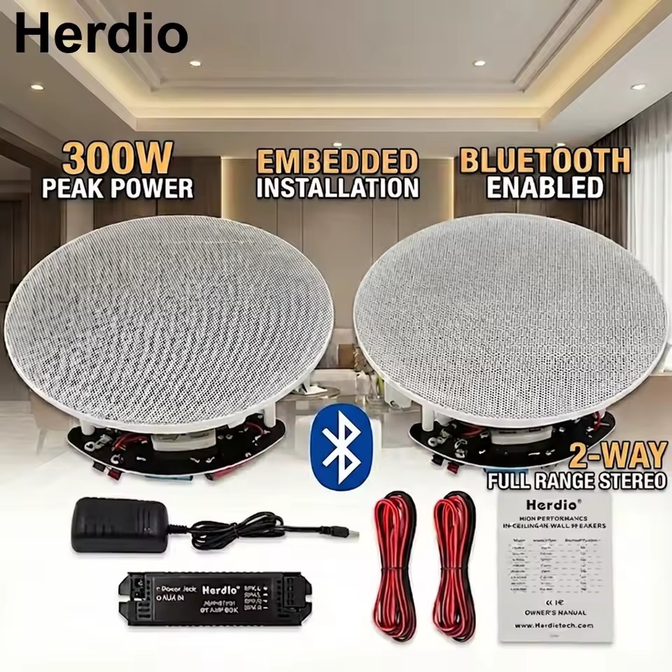 Kit Alto-Falantes de Teto e Parede Bluetooth Herdio 6,5