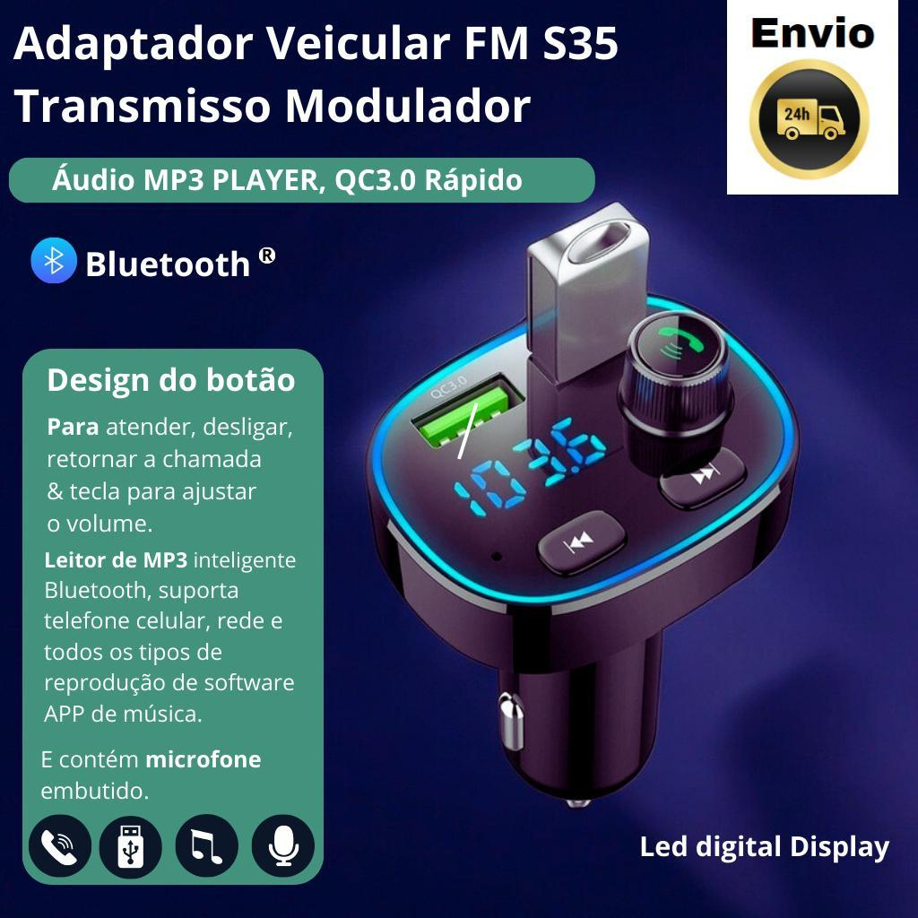 FM TRANSMISSOR MODULADOR  5.0 MÃOS-LIVRES KIT PARA CARRO ÁUDIO MP3 PLAYER, QC3.0 RÁPIDO