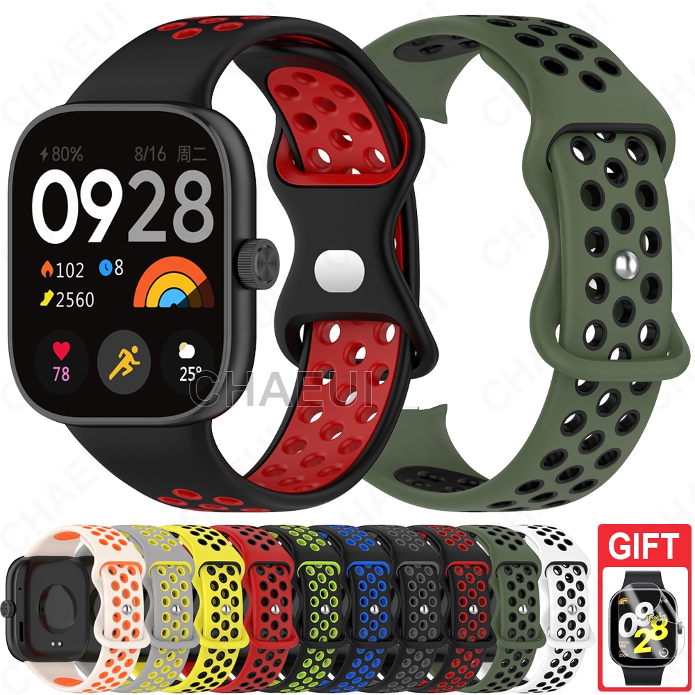 Pulseira De Silicone Banda Dupla Cor Acessórios Para Redmi Watch 4 5 6 Active Lite / Xiaomi Smart Band 8 9 10 Pro