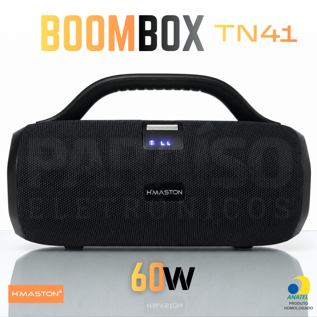 BOOMBOX Caixa de Som 60W Potente Bluetooth Premium Prova d'Água TWS Subwoofer H'Maston TN41