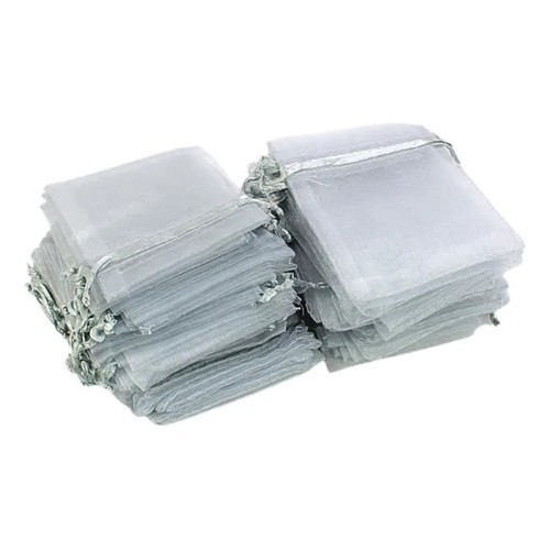 Saquinho De Organza 13x18 Lembrancinhas Chá De Bebê 20pçs. Prateado