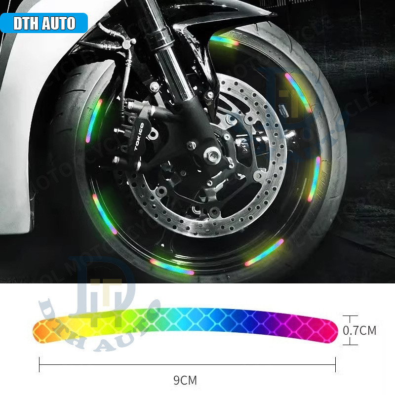 DTH 20PCS Adesivos Refletivos de Advertência para Rodas de Carro, Adesivos Decorativos Coloridos Personalizados com Grad