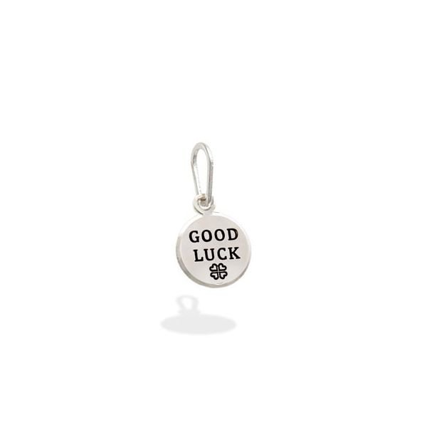 PINGENTE DE PRATA MEDALHA 4MM GOOD LUCK BOA SORTE