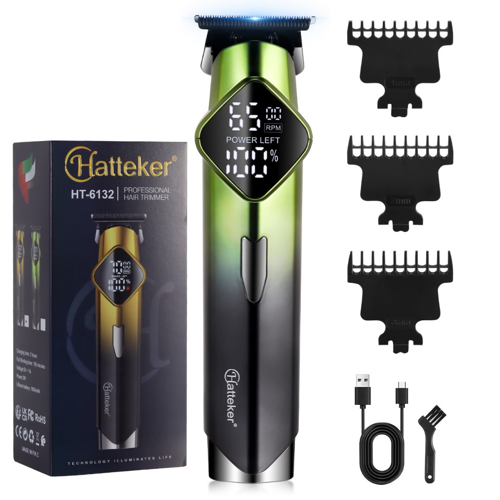 Máquina de Cortar Cabelo Acabamento Profissional Design Presente 2 Velocidades Tela LED 1800mAh