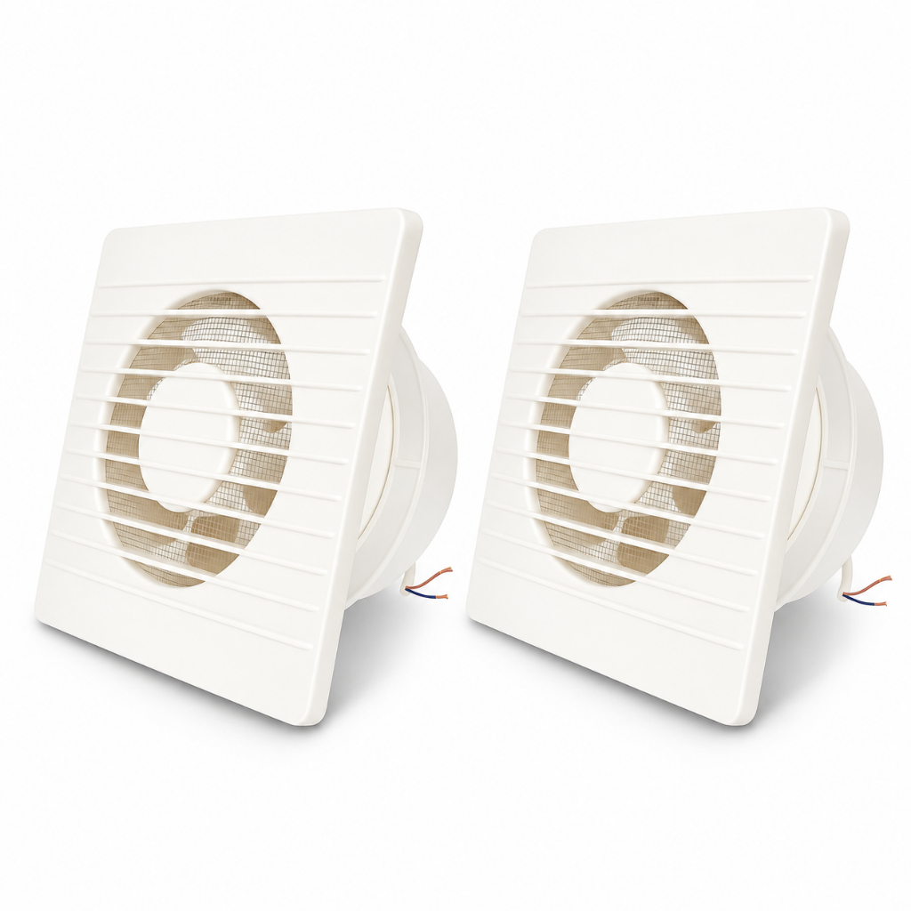 Kit 2 Exaustor Para Banheiro Doméstico 150mm Potência 18W 127/220V Com Tela Anti-Inseto 20cm