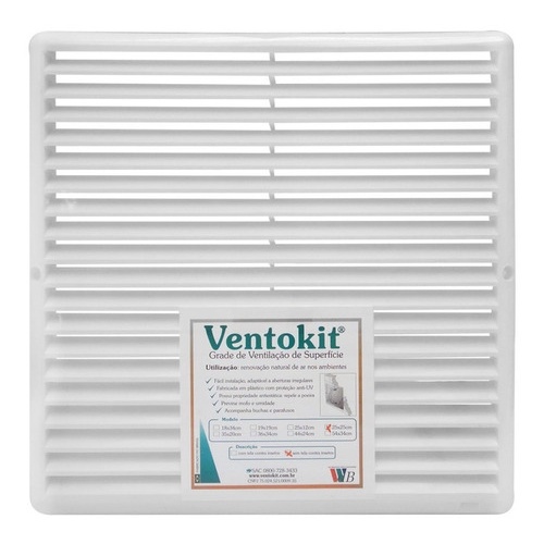 Grade Grelha De Ventilação 25x25cm Com Tela Anti Insetos