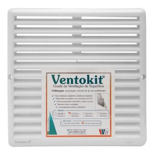 Grade Grelha De Ventilação 19x19cm Sem Tela Anti Insetos