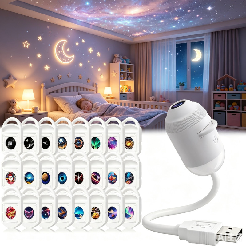 2-in-1 mini starry sky galaxy projector lamp, gift for children, suitable for bedroom and children's room decoration