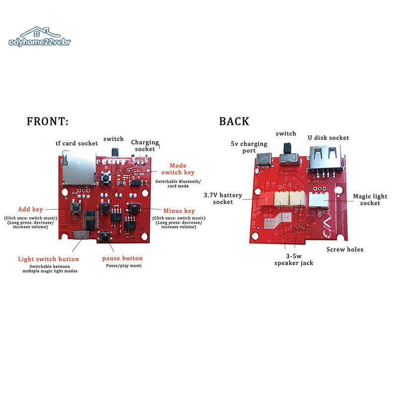adyhome22vv Módulo De Alto-Falante Eletrônico Sem Fio PCB Com Amplificador Decodificador Mp3 Rádio FM Placa De Circuito